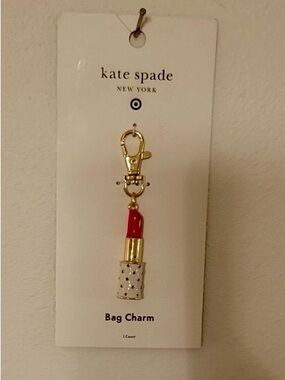 kate spade Gold and Red Lipstick Bag Charm